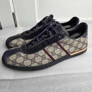 Men's Gucci GG Supreme Canvas Sneakers Black/Beige - Size 10 G